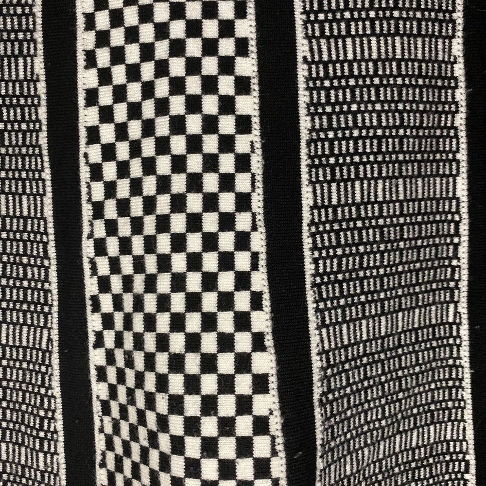 Black White Checkerboard Midi Skirt Geometric A Line Statement Modern Retro - Picture 3 of 8